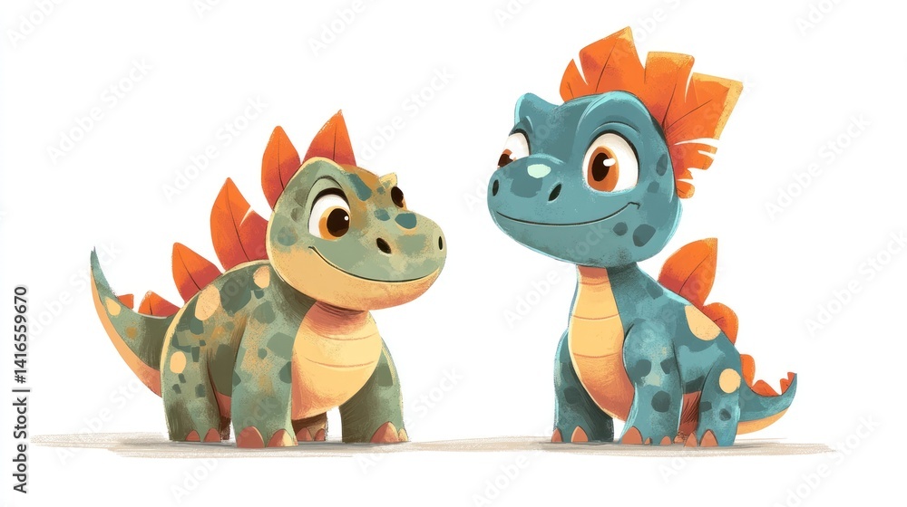 Two cute cartoon dinosaurs (2)