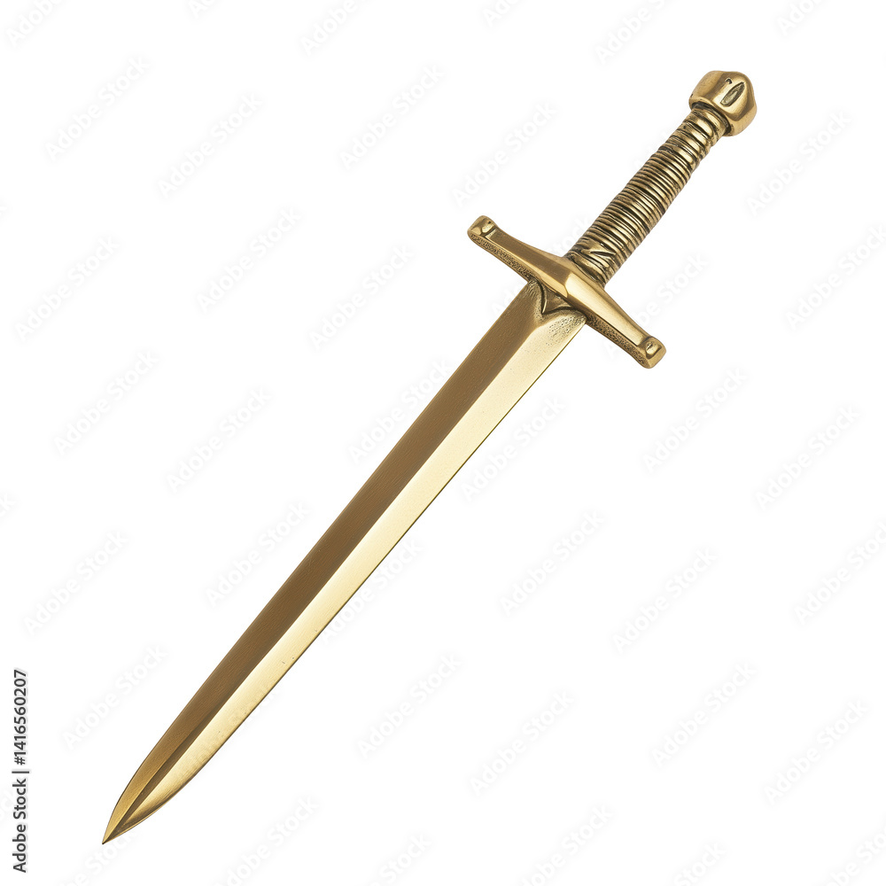 Golden sword with decorative hilt on white background, png Golden sword with decorative hilt on white background, png