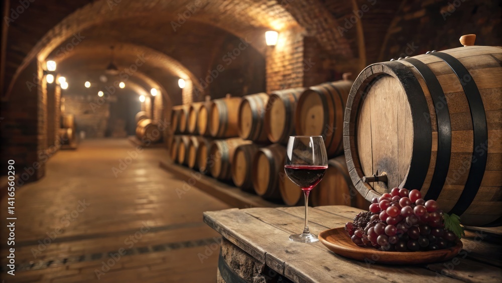 Wine Cellar with Oak Barrels Wine Cellar with Oak Barrels