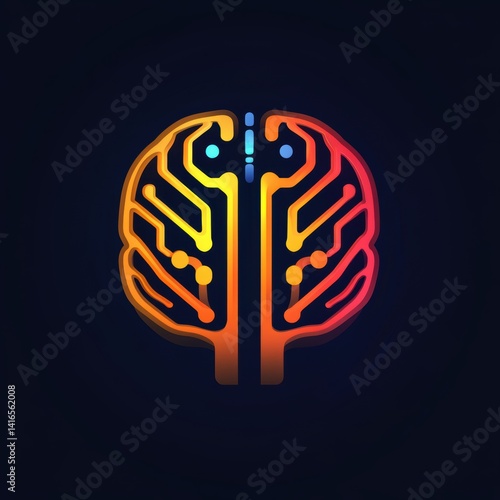 Vibrant Circuit Brain Illustration for Artificial Intelligence Concepts