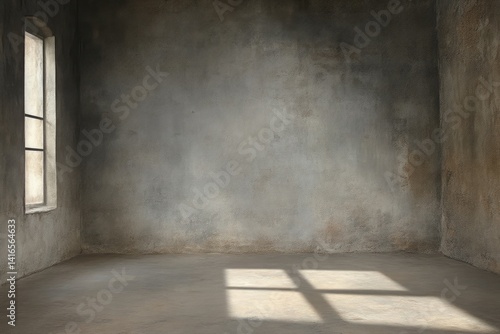 Empty room with textured walls and window light