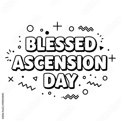 Bold, stylized graphic for Blessed Ascension Day, suitable for religious marketing or educational use.  Retro, fun design.
