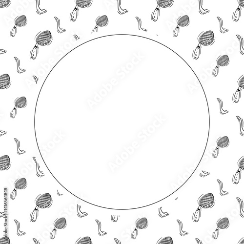 kitchen utensil frame. doodle kitchenware circle frame. kitchen background