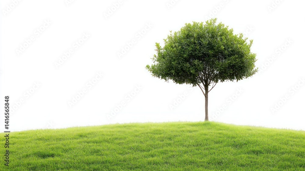serene solitary tree standing atop a gentle green hill against a bright white backdrop offering tranquility and the beauty of minimalist nature photography serene solitary tree standing atop a gentle green hill against a bright white backdrop offering tranquility and the beauty of minimalist nature photography