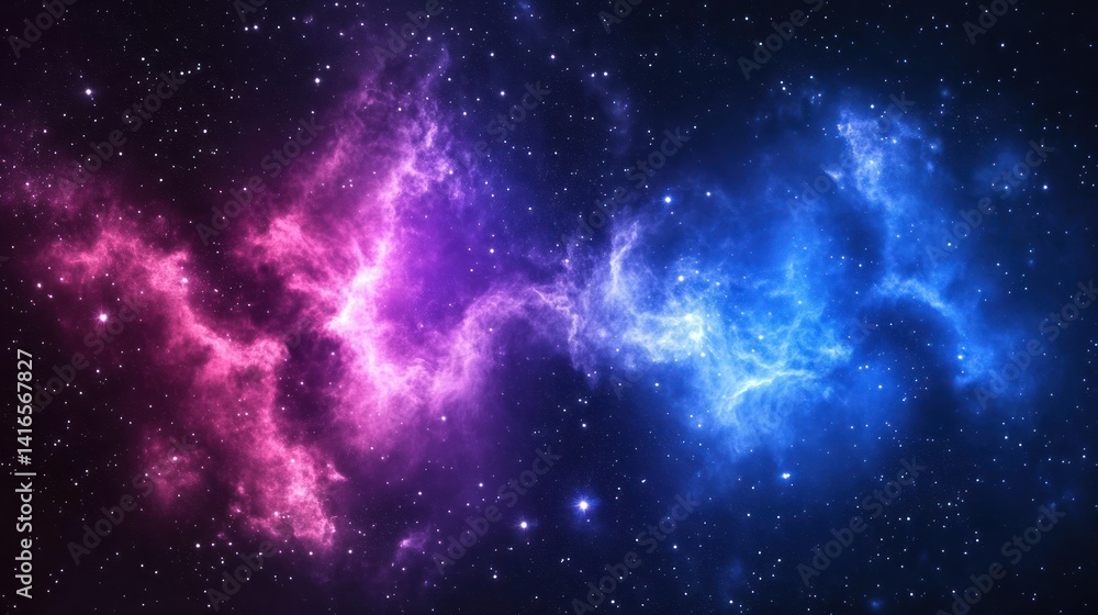 Naklejka premium a stunning depiction of a nebula with clouds of cosmic dust and gas illuminated by distant stars creating a mesmerizing display of celestial beauty and wonder