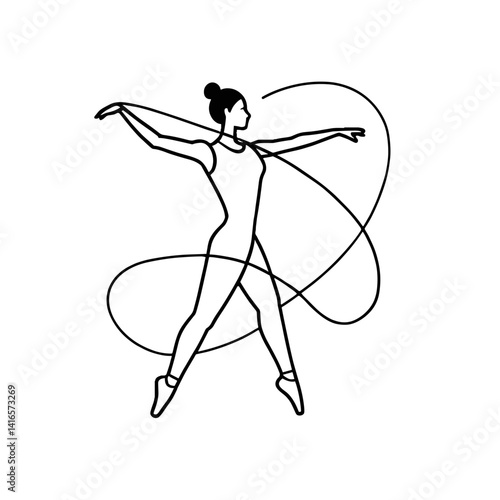 Gymnast with a ribbon in an elegant pose vector icon