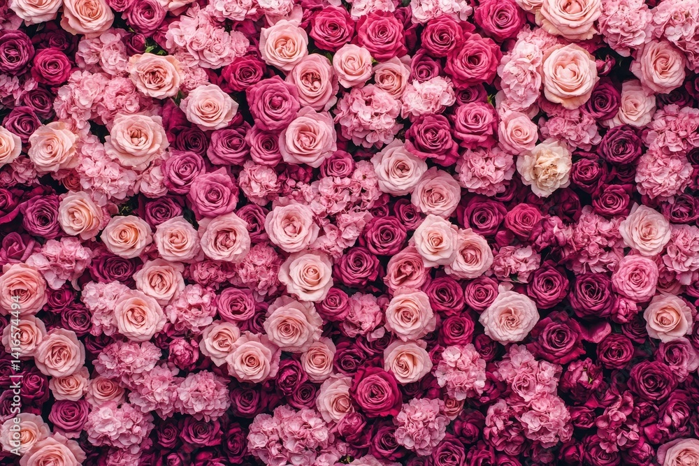 Pink Rose Wall Texture, Floral Bloom Background, Romantic Bunch of Flowers Pattern Pink Rose Wall Texture, Floral Bloom Background, Romantic Bunch of Flowers Pattern