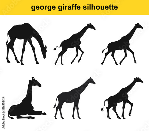 Giraffe Silhouette Vector Set Collection