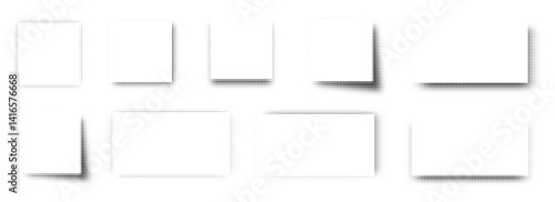 Square shadow collection with halftone effect. Grain noise gradient frames set