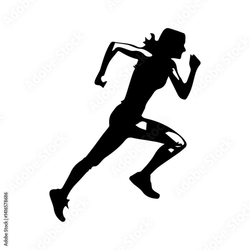 Female runner vector silhouette
