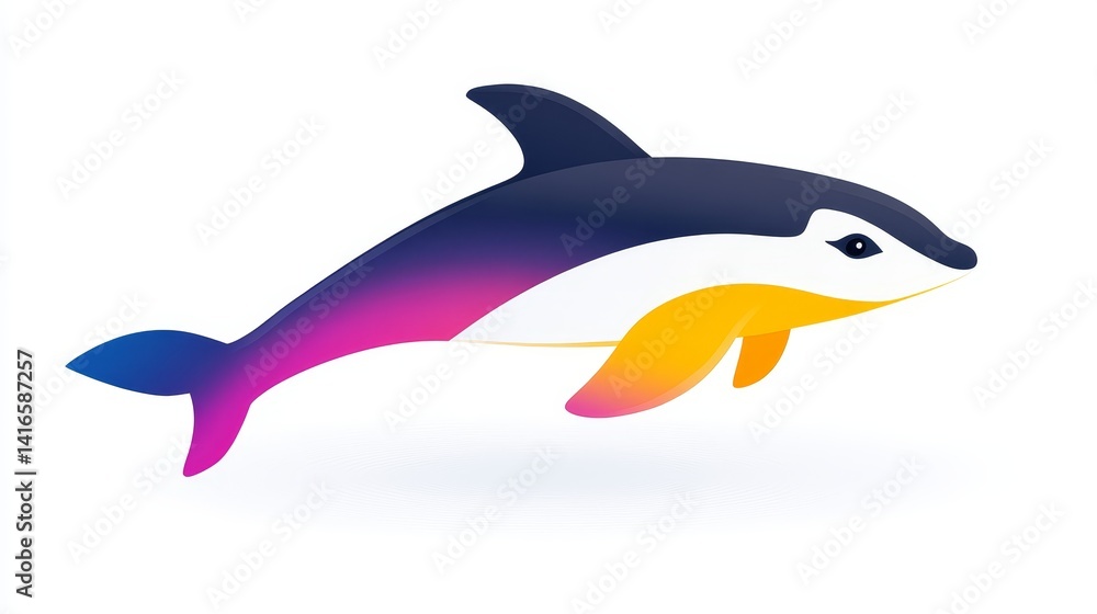 Fototapeta premium Abstract dolphin design with vibrant gradient colors modern marine life concept for creative projects and graphic resources, aquatic underwater, ocean themed illustration