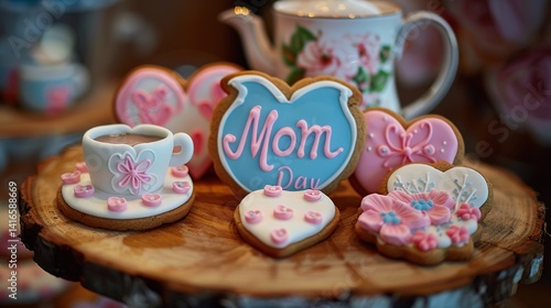 Delightful Mother's Day Dessert Illustration with Sweet Treats, Floral Accents, and a Heartwarming Celebration Mood