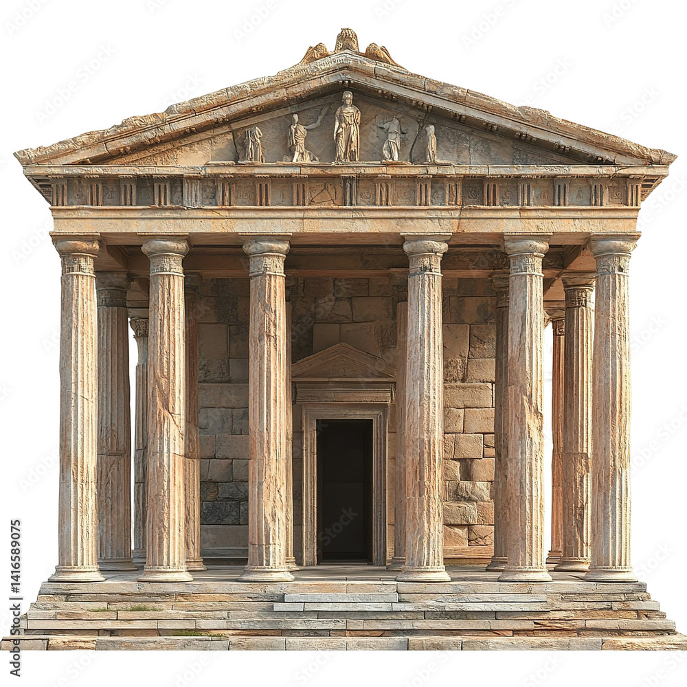 3D front view illustration of the Temple of Artemis Orthia Greece monument isolated on a white transparent background 3D front view illustration of the Temple of Artemis Orthia Greece monument isolated on a white transparent background
