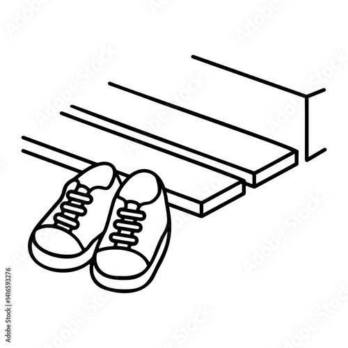 Icon encouraging you to take off your shoes in front of the board.