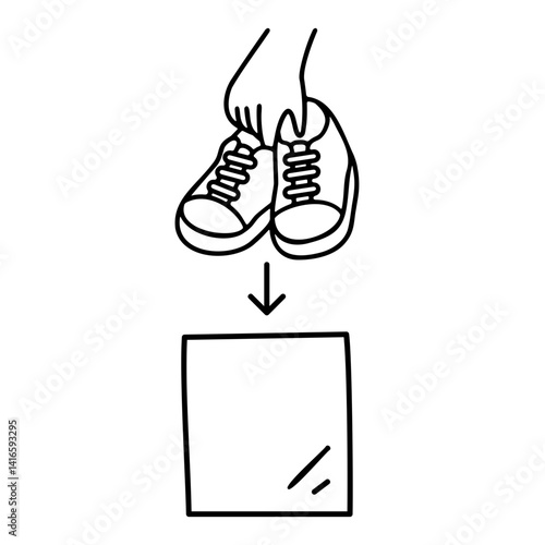 Please put your shoes in a plastic bag icon.