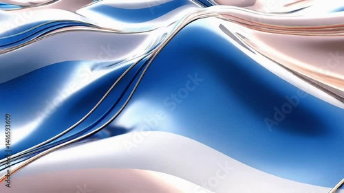 Flowing Metallic Shapes in Sleek Abstract Design

