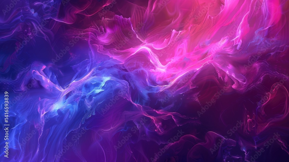 Obraz premium Abstract purple color wave express, emphasize energetic signal. Seamless texture of vividness curve swirling convey sense of harmony and wonderful scene perfect for effect and graphic design. AIG53.