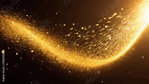 Radiant Gold Light Trail on Black Background

