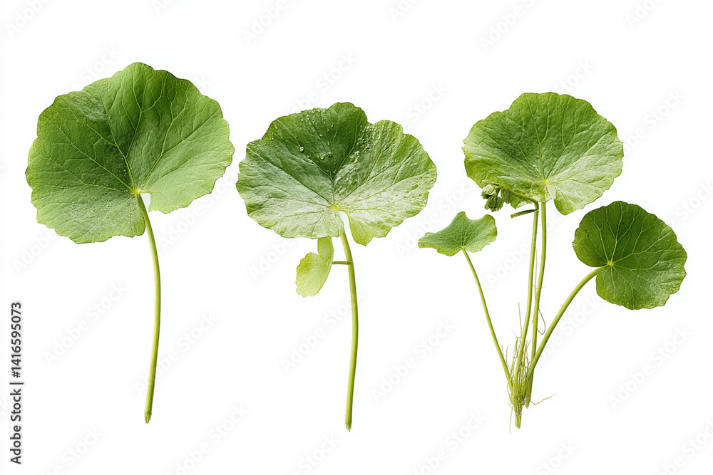 Fototapeta premium Green centella leaves on white background