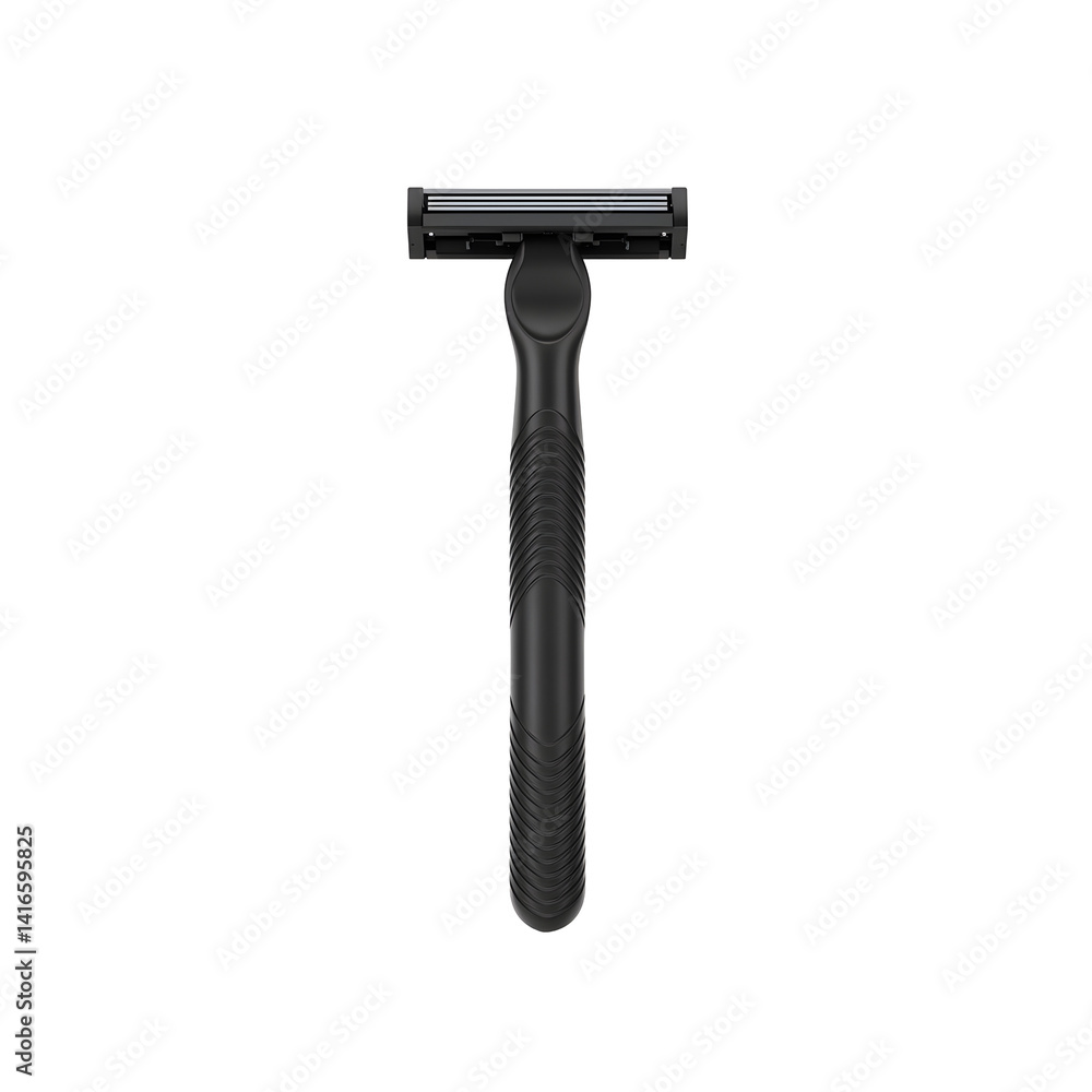 Black Plastic Disposable Razor with Two Blades on Transparent Background Black Plastic Disposable Razor with Two Blades on Transparent Background