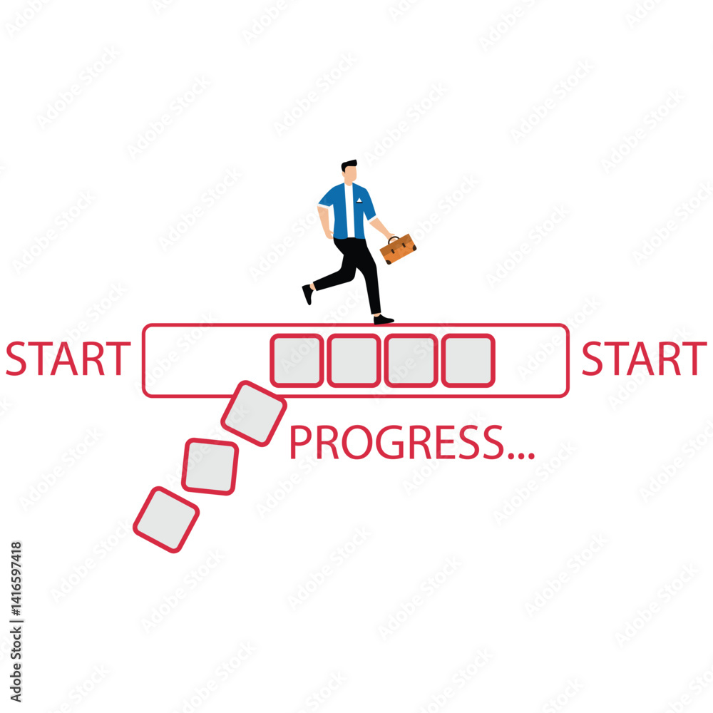 Task completion and project progress concept with advancing loading bar symbol, management and tracking strategies Task completion and project progress concept with advancing loading bar symbol, management and tracking strategies