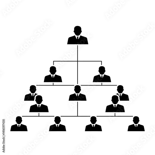 Hierarchical Structure Organizational Chart Illustration