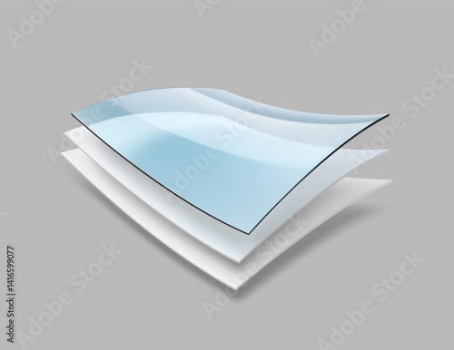 Three wavy layers with realistic shadows. Vector illustration isolated on grey background. Great infographic for your product. EPS10.	
