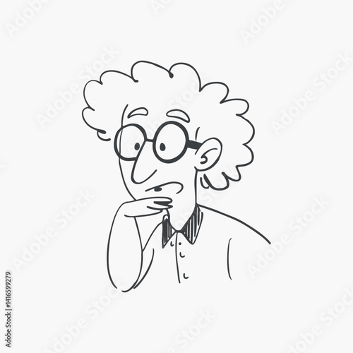Surprised Doodle Character with Glasses – Hand-Drawn Cartoon Style