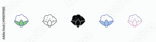 Cauliflower icons set in different style vector stock 