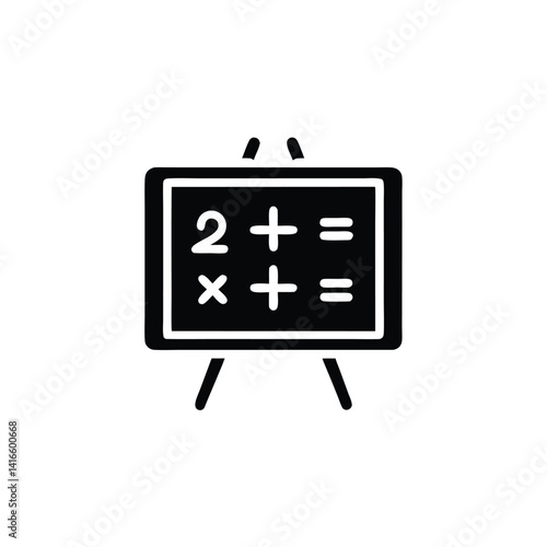 School Blackboard Icon with Numbers and Math Symbols on Transparent background