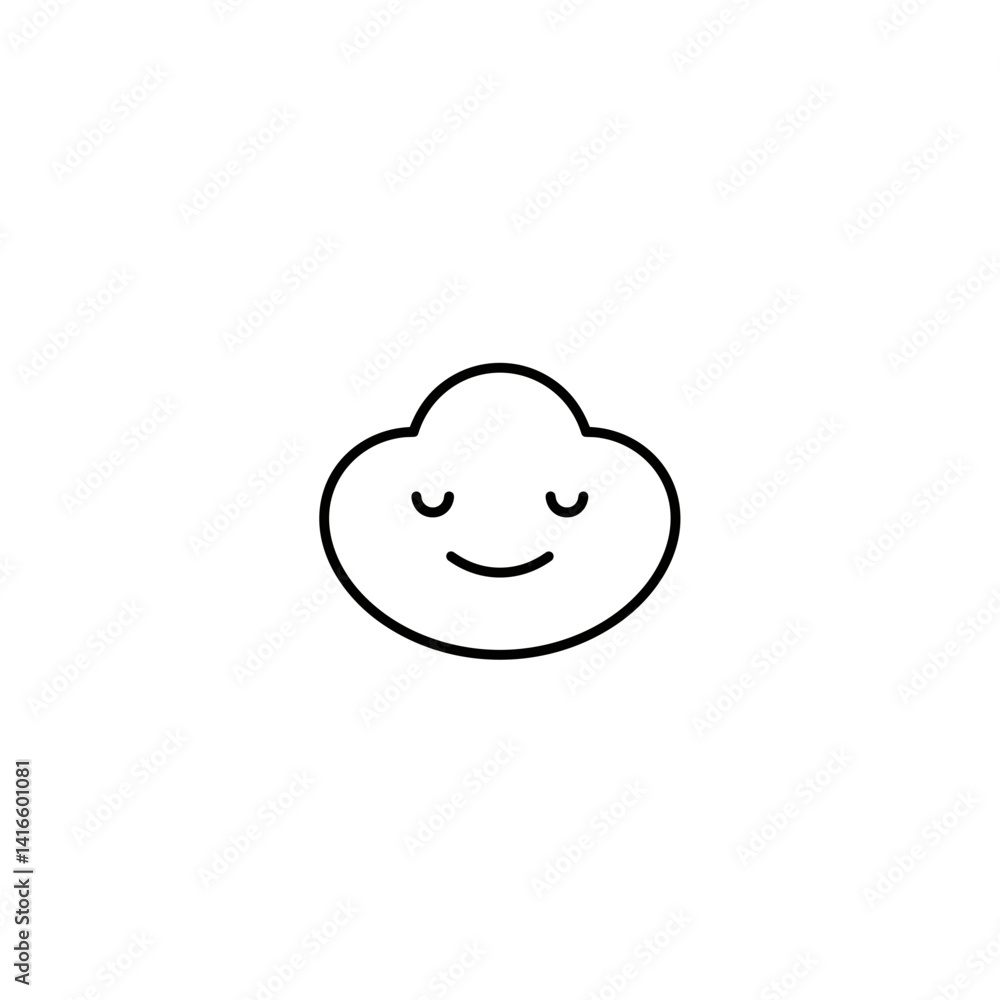 Fototapeta premium Smiling cloud icon against a simple white background 
