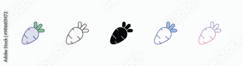 Radish icons set in different style vector stock 