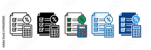 Tax Planning Icon Set Multiple Style Collection