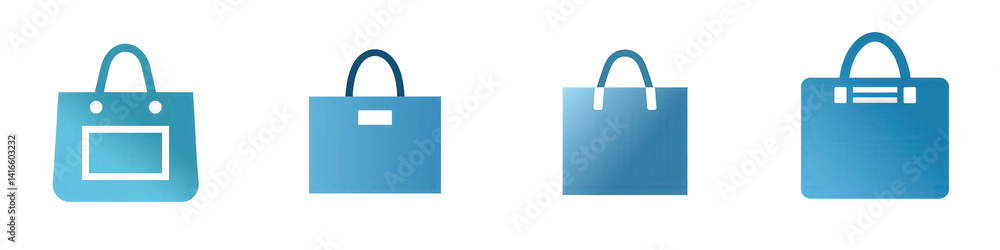 A collection of stylish blue shopping bags arranged in a row, showcasing various designs, perfect for retail and promotional use isolated on white or transparent png A collection of stylish blue shopping bags arranged in a row, showcasing various designs, perfect for retail and promotional use isolated on white or transparent png