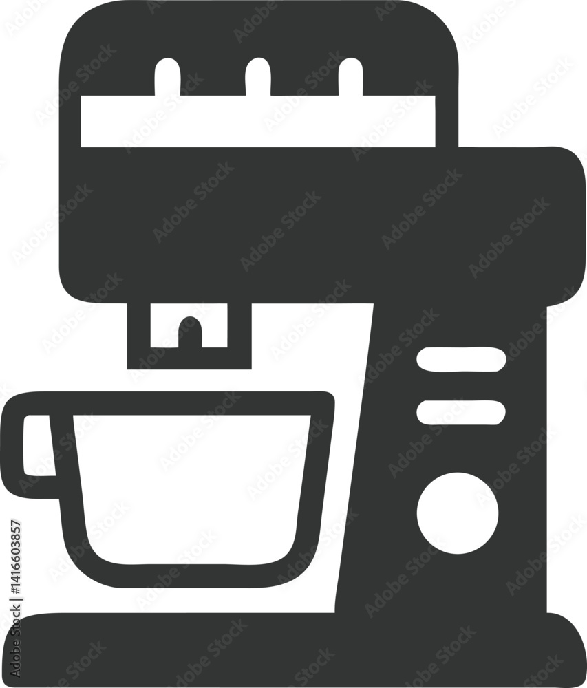 Isolated Coffee Maker Glyph With Mug Icon on Transparent Background, Minimalist Design Isolated Coffee Maker Glyph With Mug Icon on Transparent Background, Minimalist Design