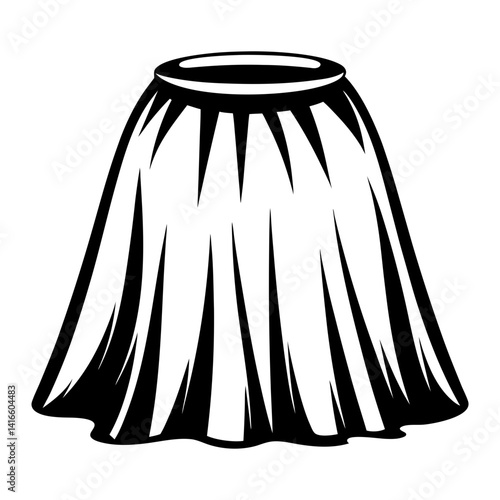 Stylized Hawaiian hula skirt illustration with black and white rendering