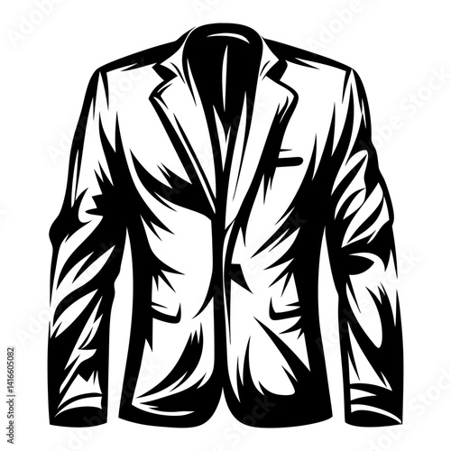 Stylized Black and White Silhouette of a Modern Fashionable Blazer Jacket