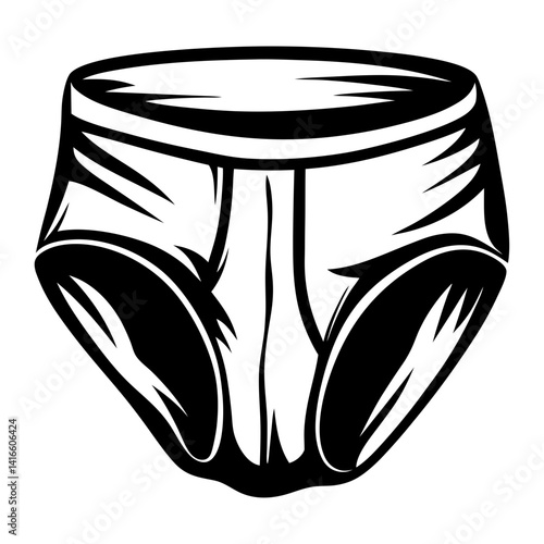 Simple stylized illustration of male underwear in black and white drawing