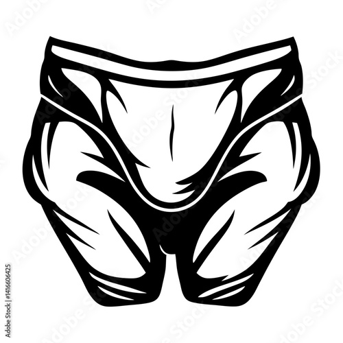 Black and white minimalist art design of underwear or swim trunks