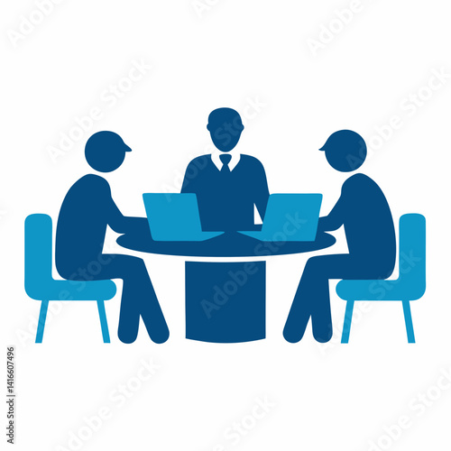silhouette of a group of people seated around a table vector illustration