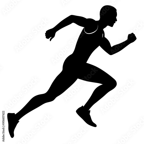 silhouette of a marathon runner mid stride vector illustration