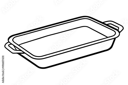 Baking Tray Line Art Vector Illustration With White