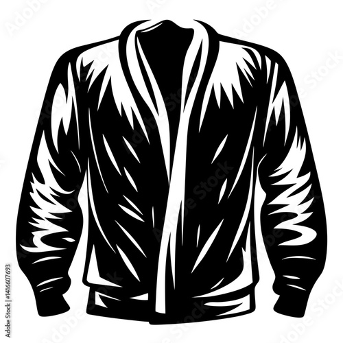 Monochrome illustration of a jacket or cardigan with no background fill