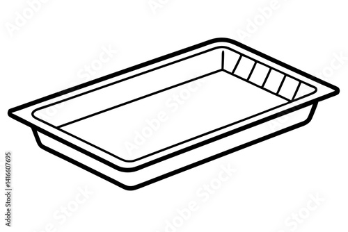 Baking Tray Line Art Vector Illustration With White