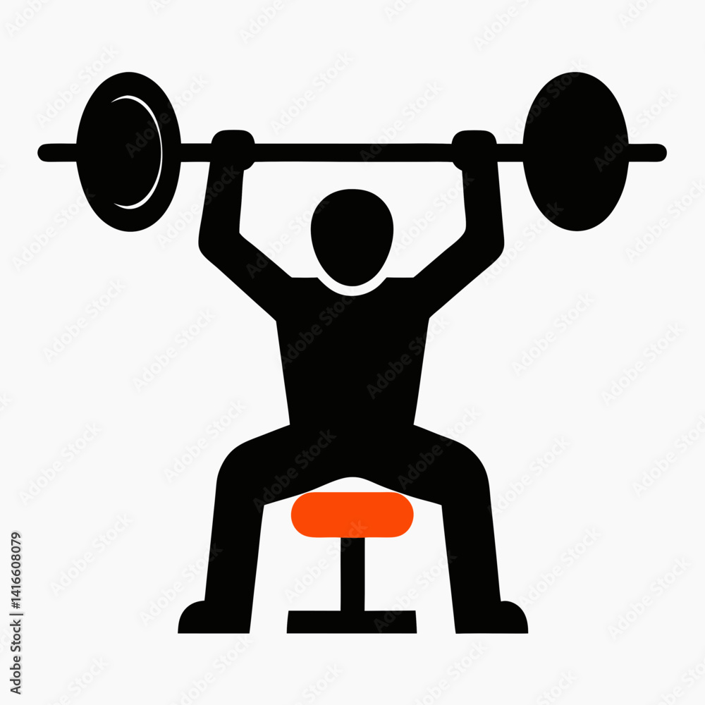 Silhouette of a person lifting weights on a bench press vector illustration Silhouette of a person lifting weights on a bench press vector illustration