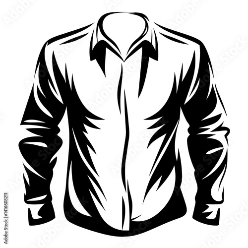 Bold monochromatic vector illustration of a modern button down shirt design