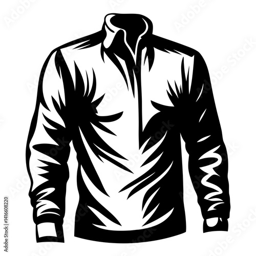 Stylized vector illustration of a long sleeved shirt with bold black details