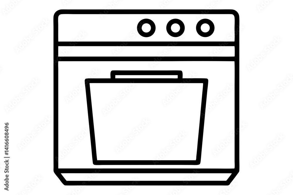 Dishwasher Line Art Vector Illustration With White Dishwasher Line Art Vector Illustration With White