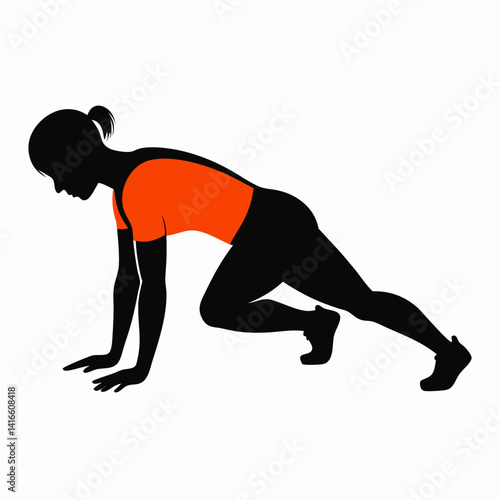 Silhouette of a person performing a push up on the floor vector illustration