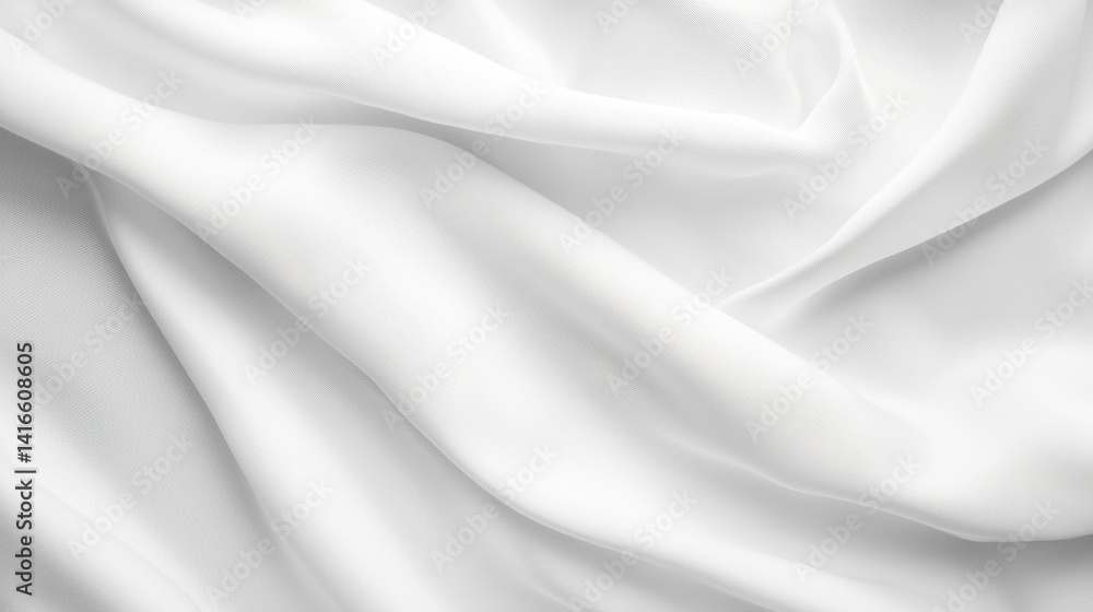 Obraz premium Flowing white fabric drapes elegantly, showcasing intricate textures in soft light setting